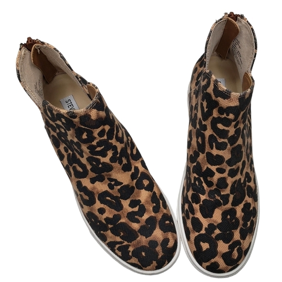 Steve Madden | Claud Brown Leopard Canvas High Top Hidden Wedge Sneakers 8.5 - Picture 5 of 12